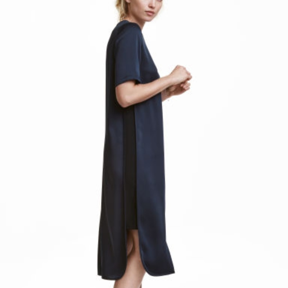 H&M Navy & Black Calf-Length Dress